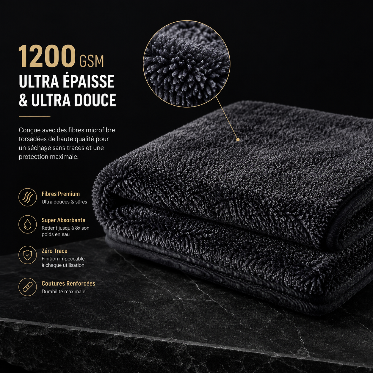 Serviette Microfibre Absorption Extreme Antirayure
